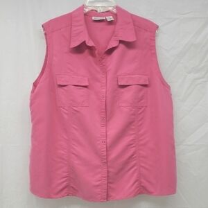 Apparenza Fuchsia Safari Vest Size 2X Utility Pockets Zip Front Academia Hiking